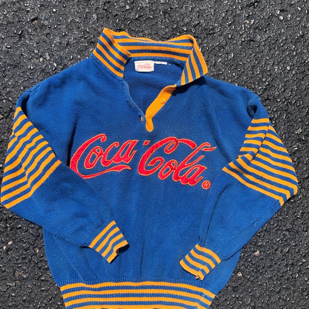 Vintage knit Coca-Cola 1/4 button up